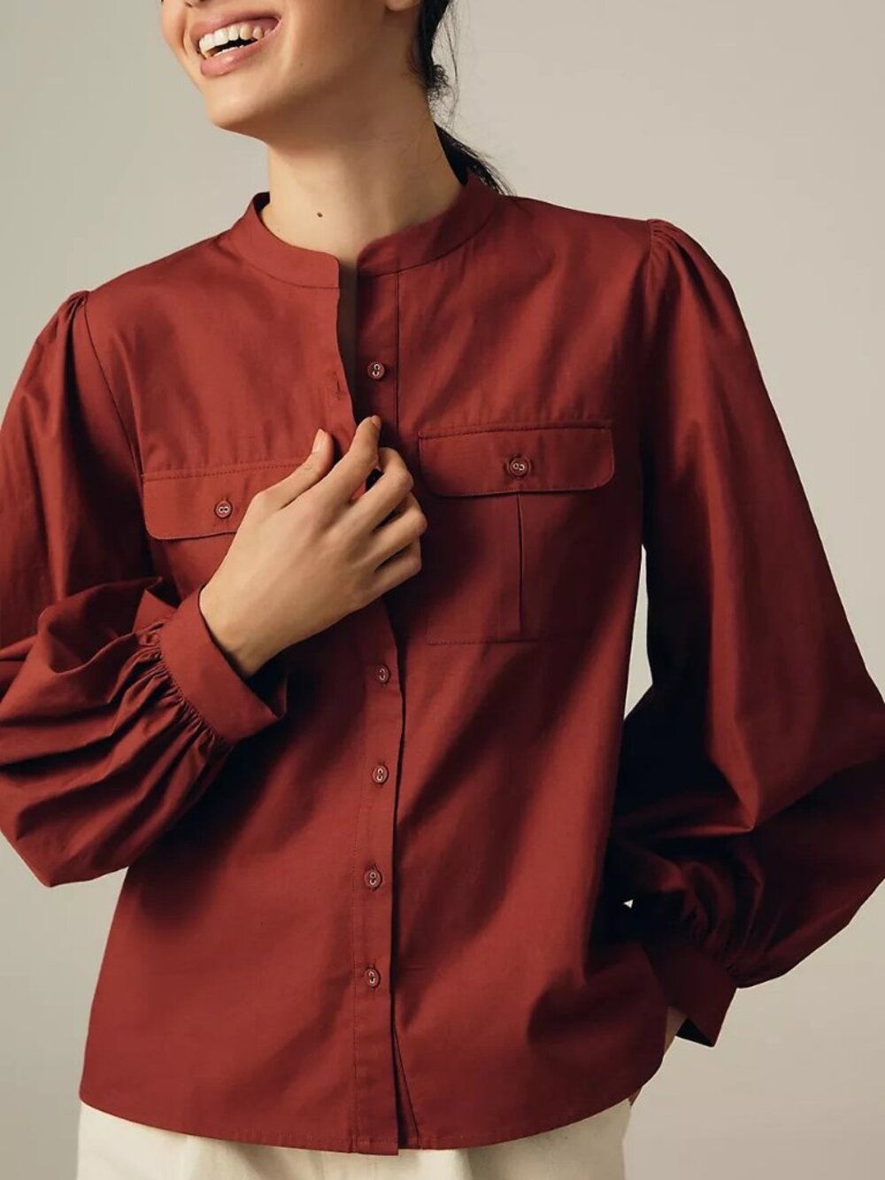Anthropologie Nikasha Utility Cargo Blouse XS new nwt crimson color